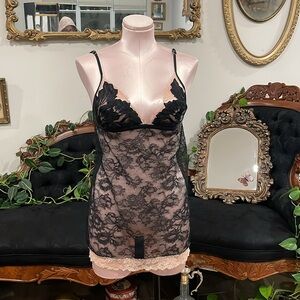 La Perla Floral Lace Sleeveless Mini Dress Adjustable Strap Size M Black